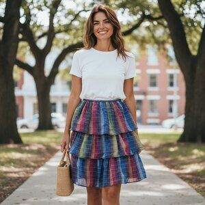 BEAUTIFUL WATERFALL CIELUN SKIRT WITH GOLD THREAD ACCENT